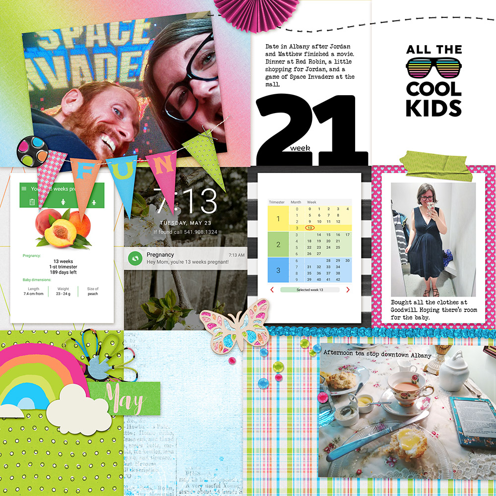 bright and fun digital scrapbooking layouts