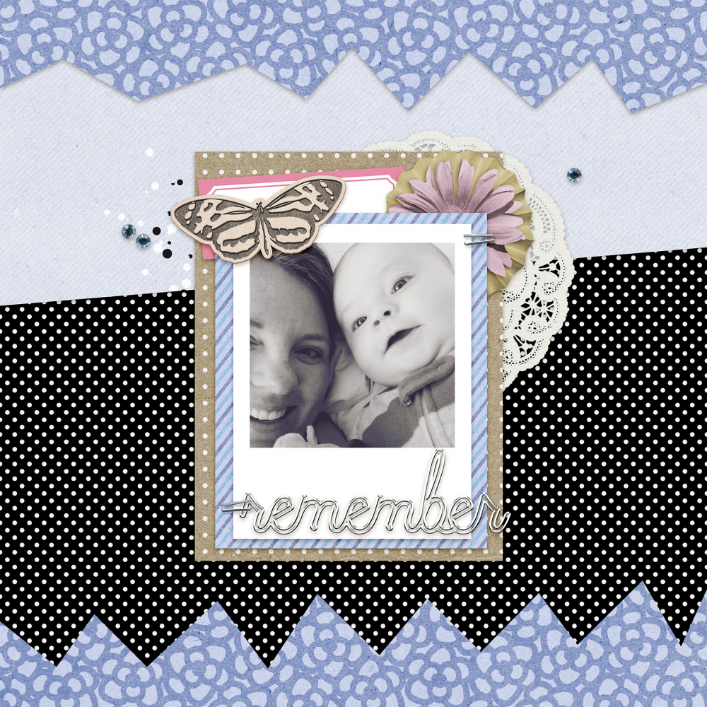 black and white photo digital scrapbooking layout