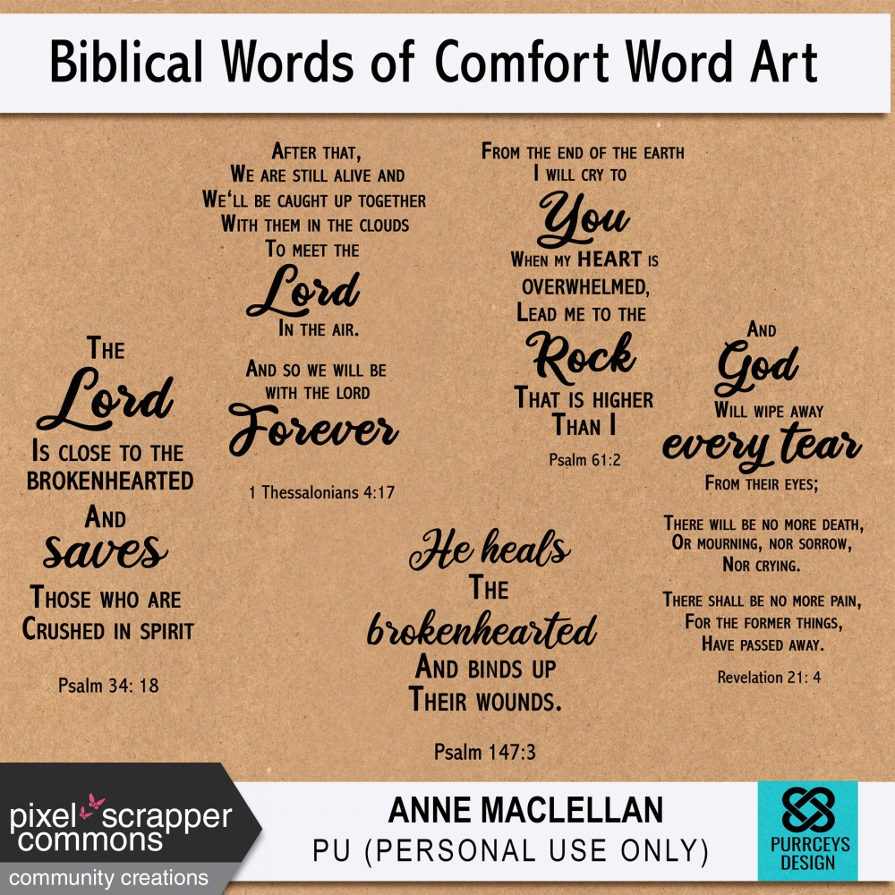 Biblical Words Of Comfort Word Art Kit By Anne Maclellan Graphics Kit Digitalscrapbook Com Digital Scrapbooking