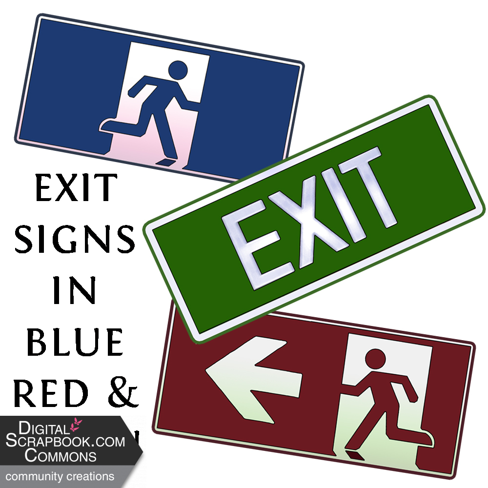 Exit Signs by Rosanne Lodge graphics kit Digital Scrapbooking