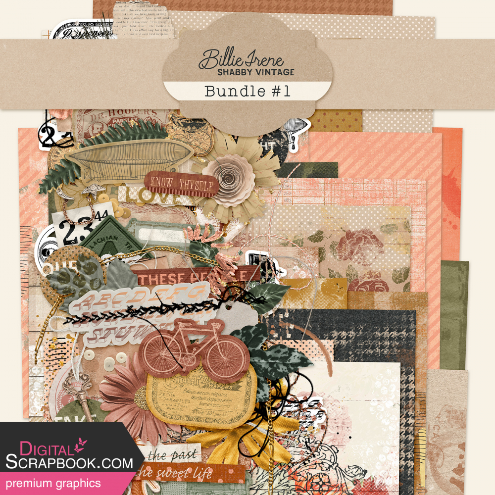 shabby vintage digital scrapbooking kit