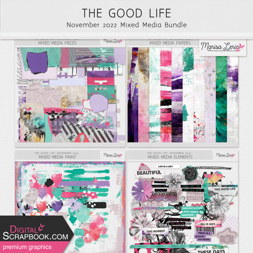 digital scrapbook mixed media bundle