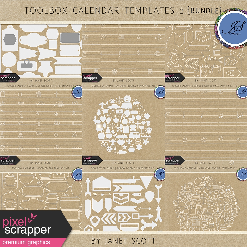 Toolbox Calendar 2 Template Bundle by Kemp DigitalScrapbook