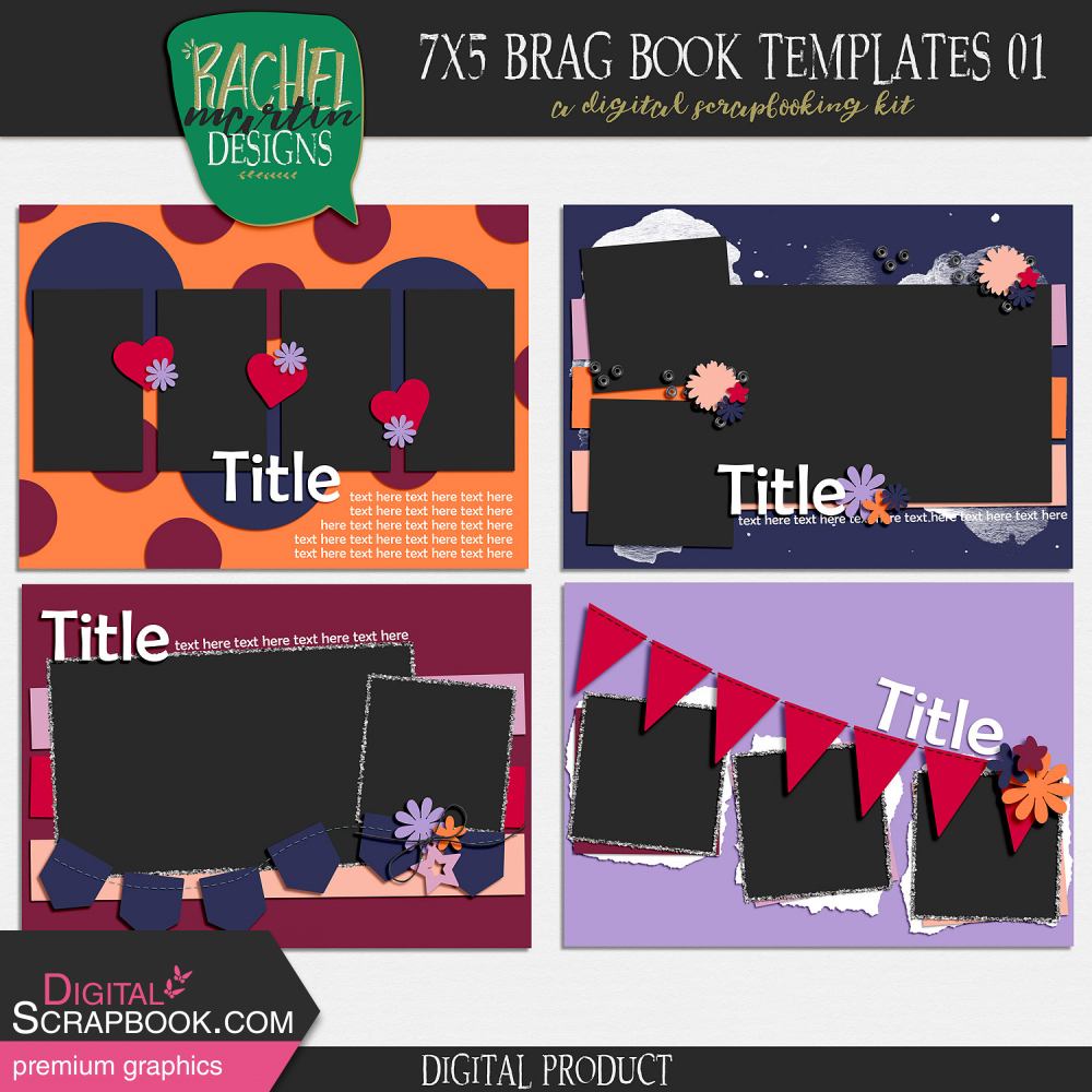 7x5 Brag Book Templates 01 by Rachel Martin 🌸 graphics kit