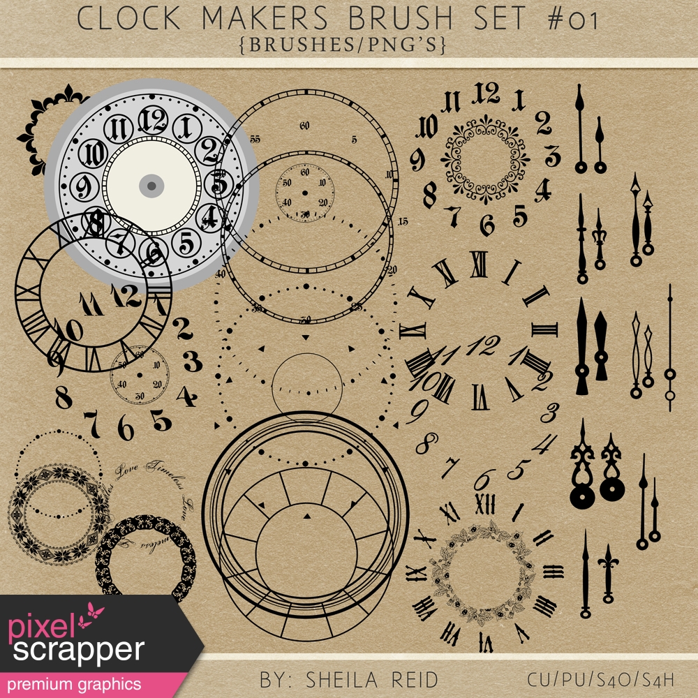 Clock Makers Brush Set 01 by Sheila Reid graphics kit