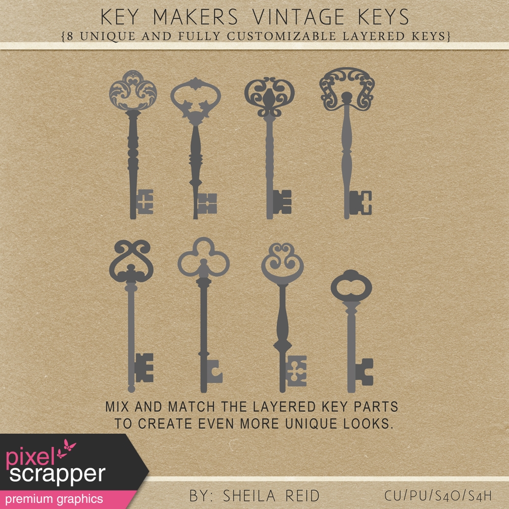Key Makers Vintage Keys Kit by Sheila Reid graphics kit