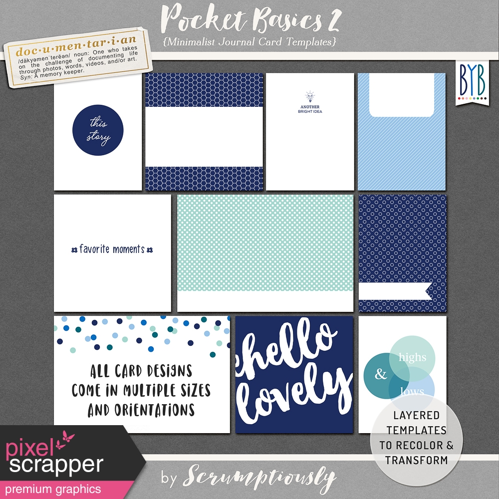 Pocket Basics 2 Minimalist Journal Card Templates by Violet Irisovna