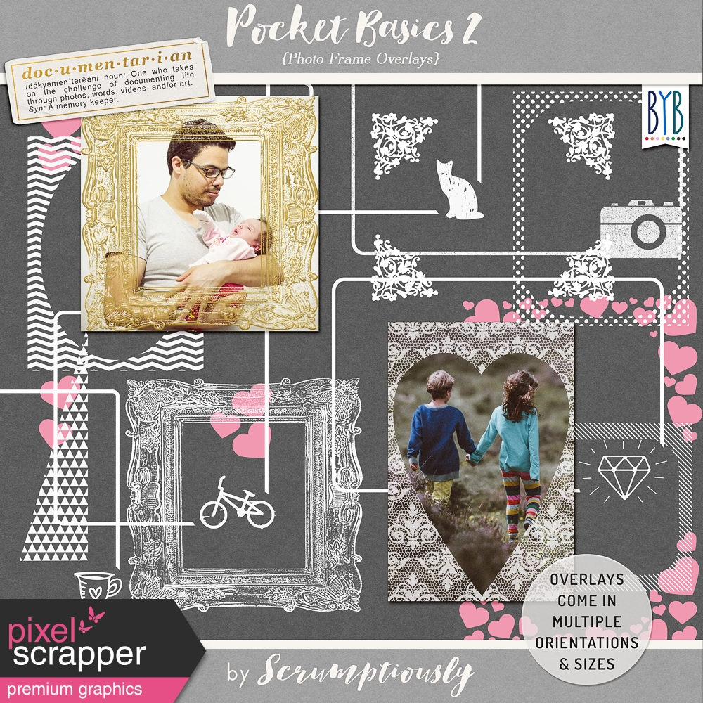 Pocket Basics 2 Photo Frame Overlays by Violet Irisovna graphics kit
