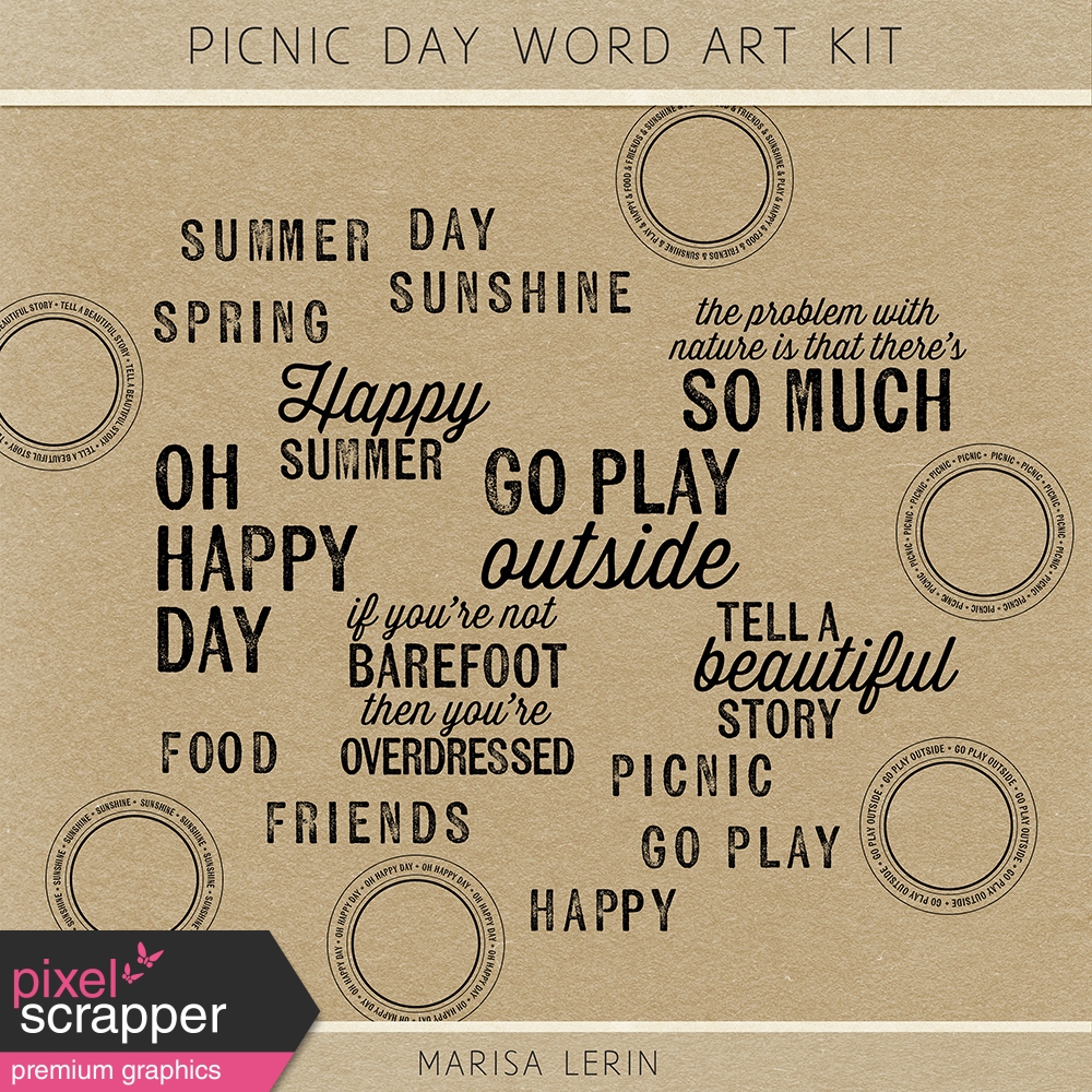 Picnic Day Word Art Kit by Marisa Lerin graphics kit DigitalScrapbook