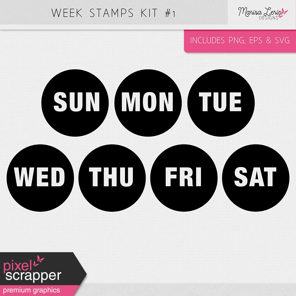Days of the Week Stamps Kit 1 by Marisa Lerin graphics kit