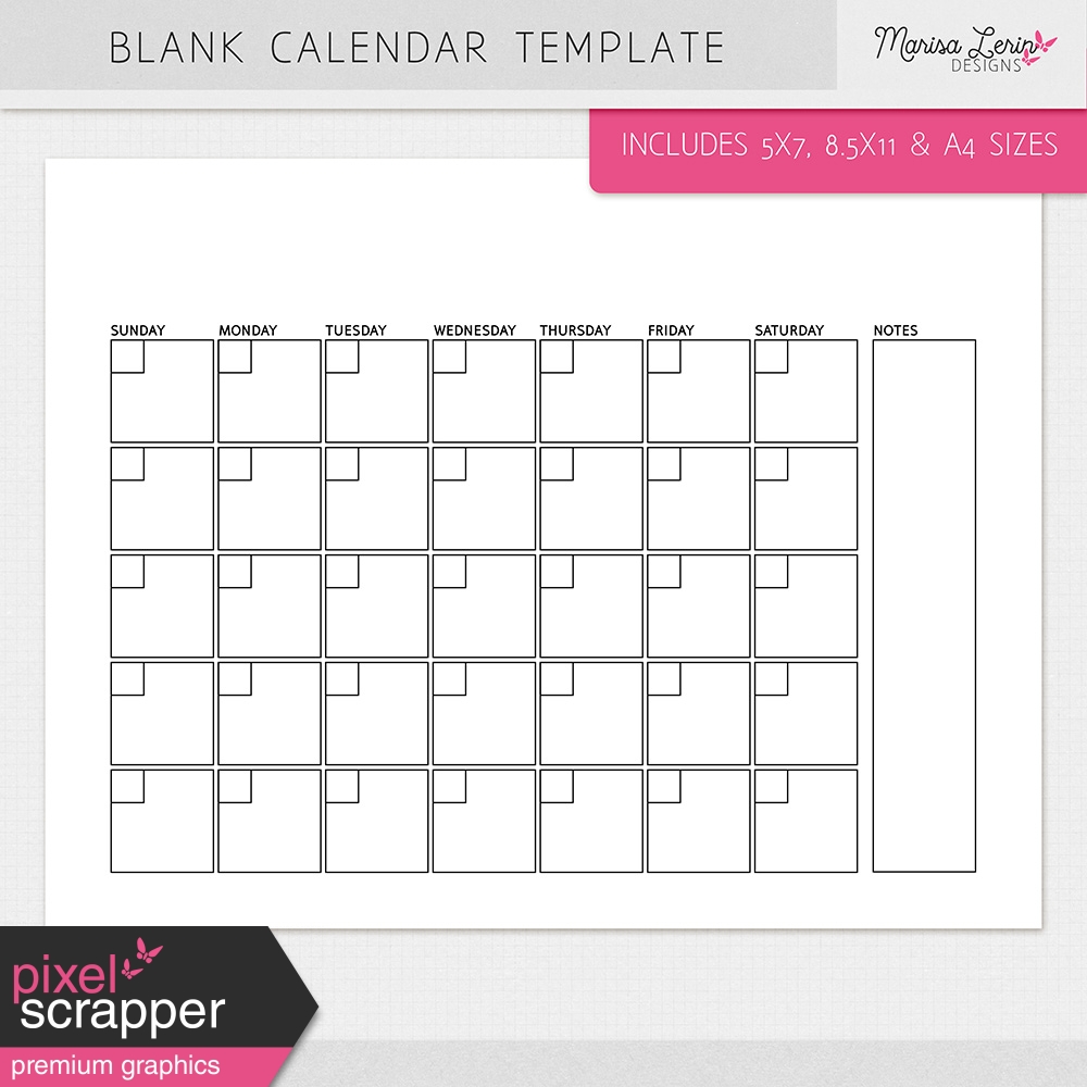 Blank Calendar Templates Kit by Marisa Lerin graphics kit ...