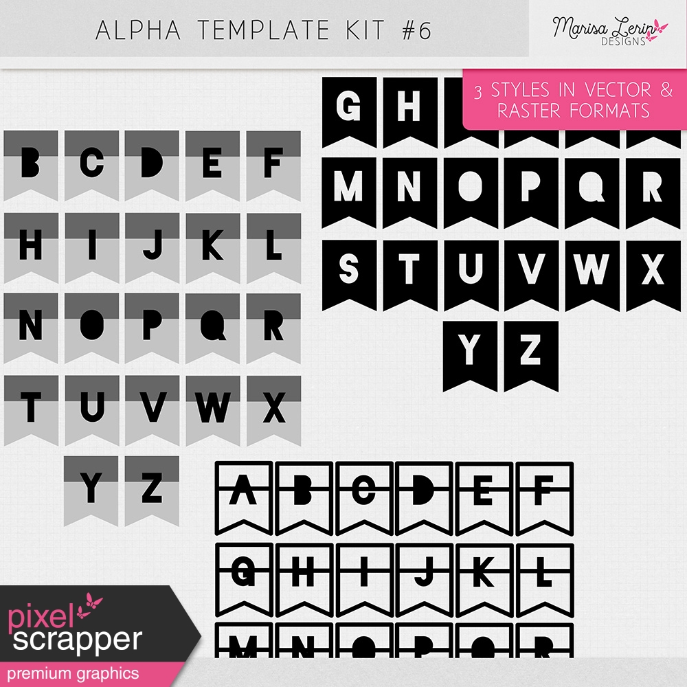 Alpha Template Kit 6 by Marisa Lerin graphics kit DigitalScrapbook