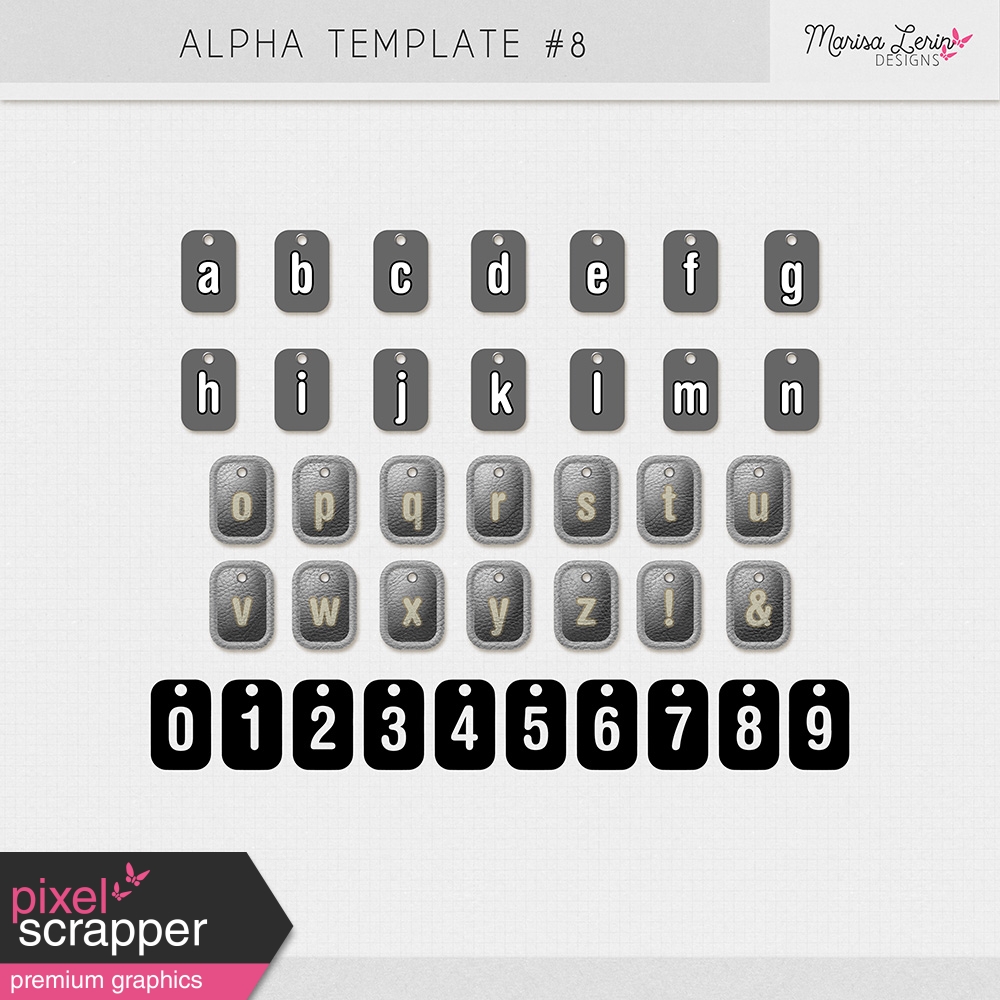 Alpha Template Kit 8 by Marisa Lerin graphics kit DigitalScrapbook