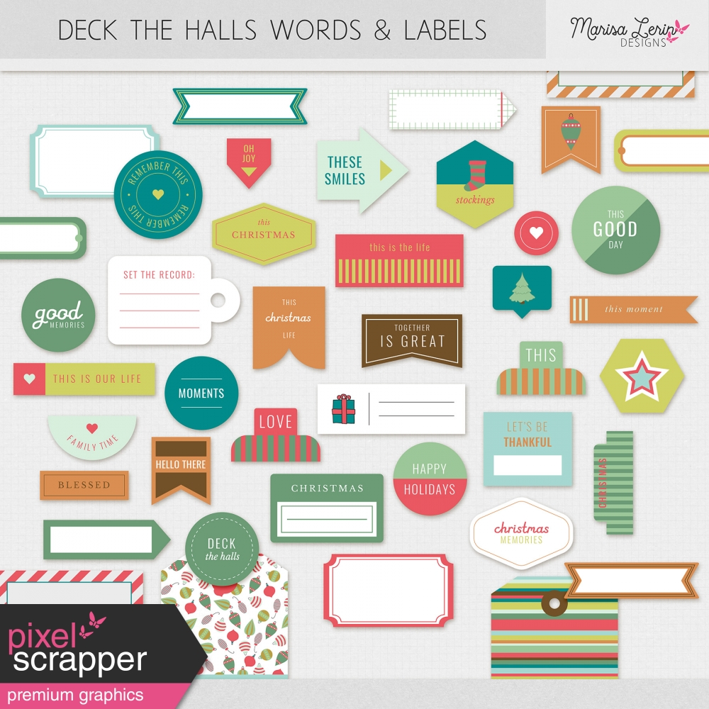 Deck The Halls Words & Labels Kit by Marisa Lerin graphics kit