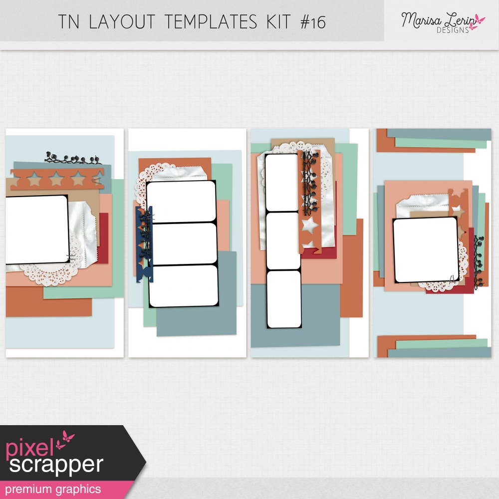 Travelers Notebook Layout Templates Kit 16 by Marisa Lerin graphics