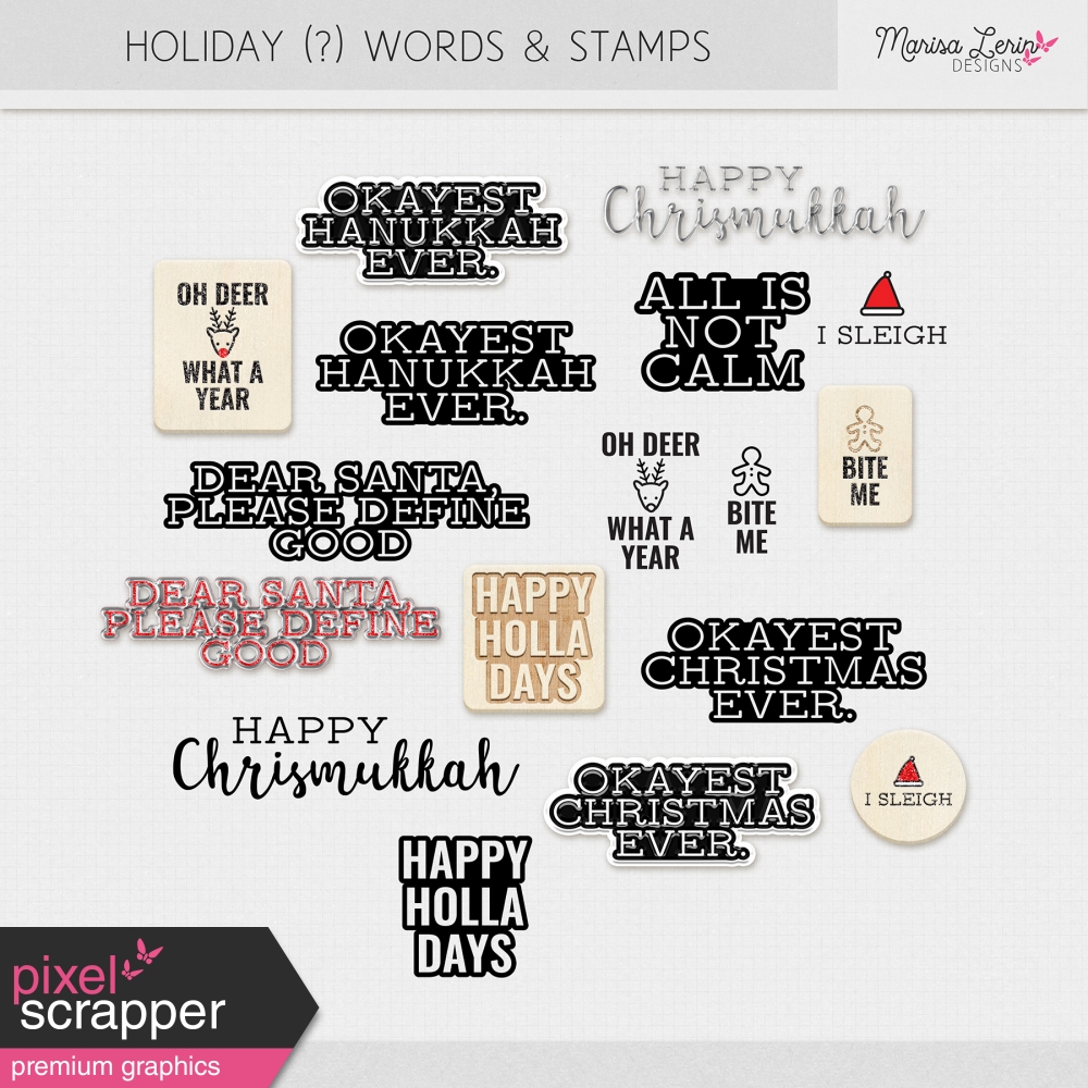 holiday word art digital scrapbooking kit