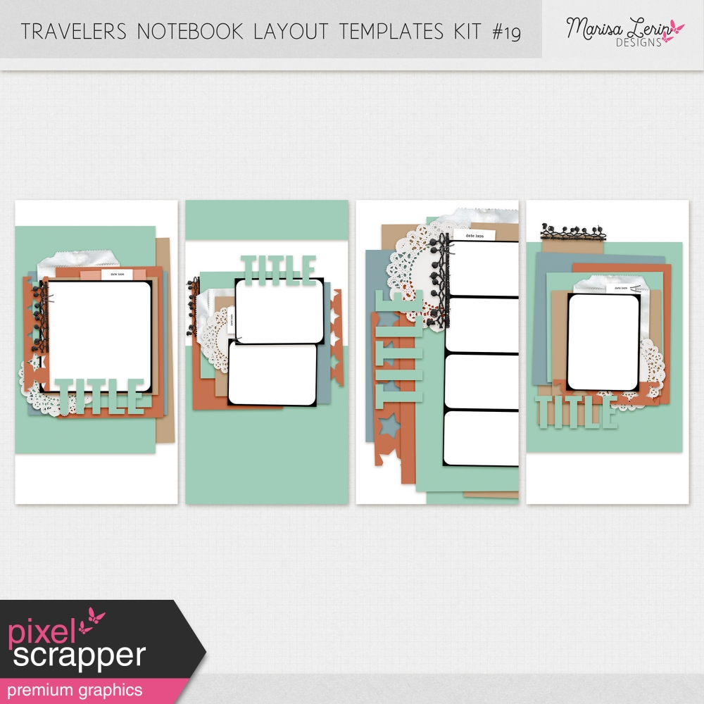 travelers notebook digital scrapbooking layout templates kit