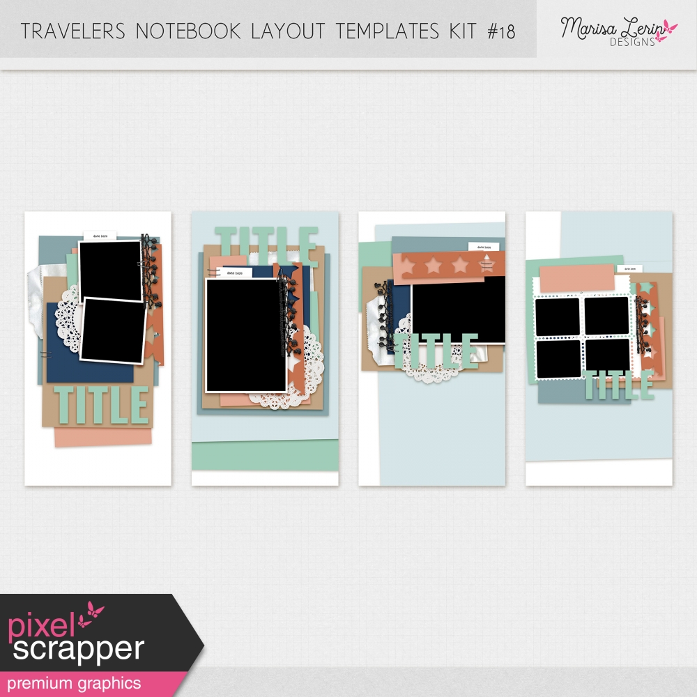 travelers notebook digital scrapbooking layout templates kit