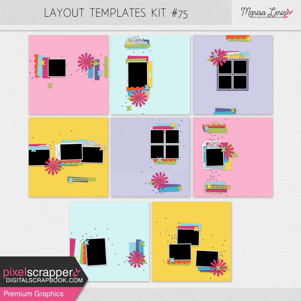 digital scrapbooking layout templates kit