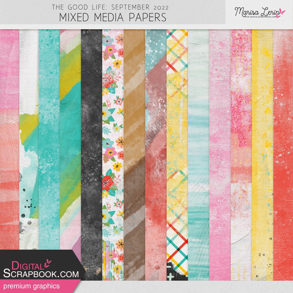 The Good Life September 2022 Mixed Media Papers Kit by Marisa Lerin