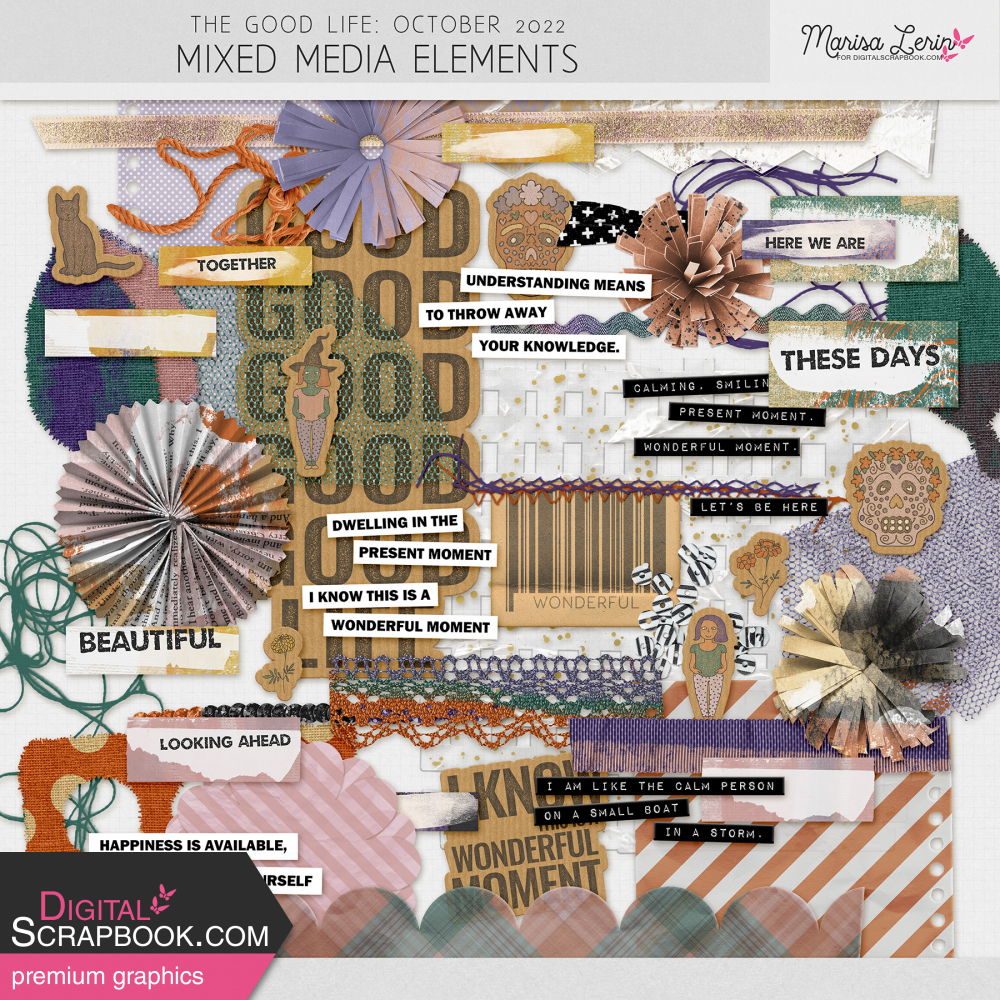 The Good Life October 2022 Mixed Media Elements Kit by Marisa Lerin