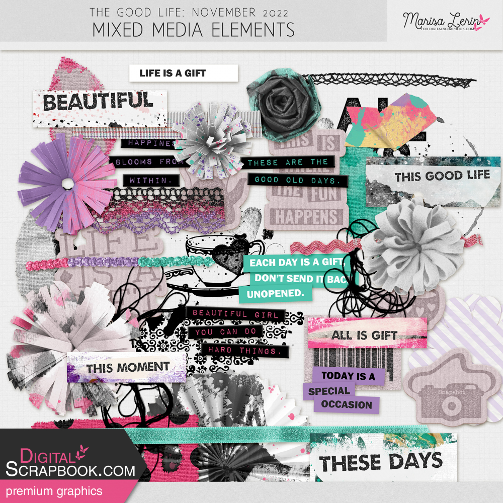 The Good Life November 2022 Mixed Media Elements Kit by Marisa Lerin