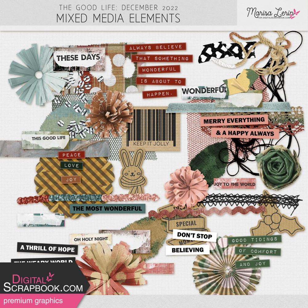 The Good Life December 2022 Mixed Media Elements Kit by Marisa Lerin