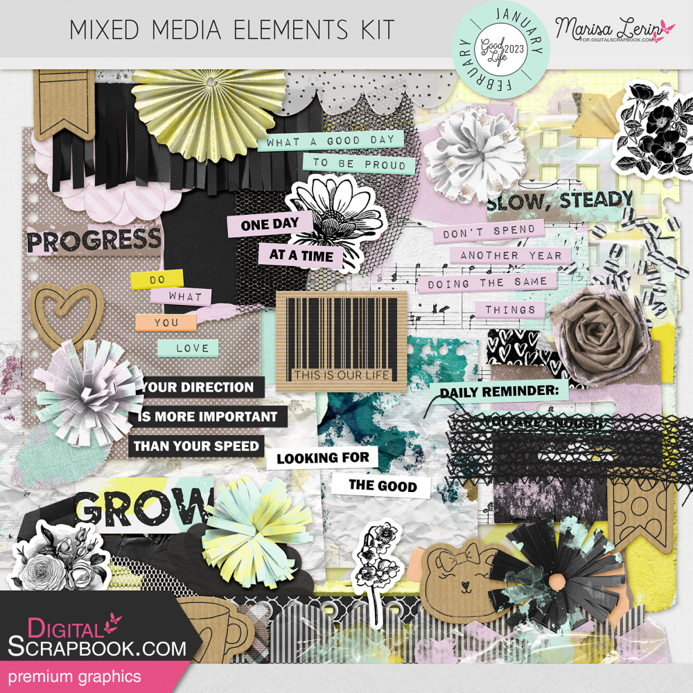 The Good Life January/February 2023 Mixed Media Elements Kit by Marisa