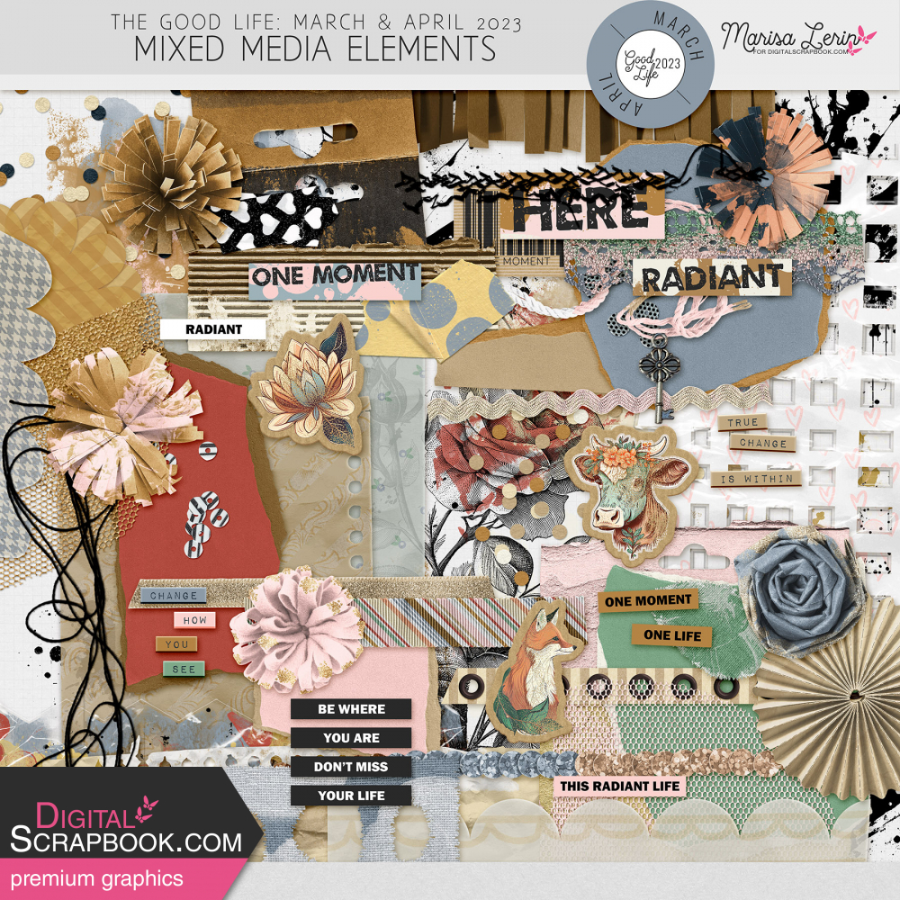 The Good Life March & April 2023 Mixed Media Elements Kit by Marisa