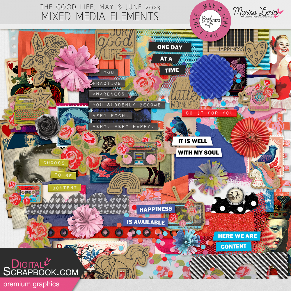 The Good Life May & June 2023 Mixed Media Elements Kit by Marisa Lerin