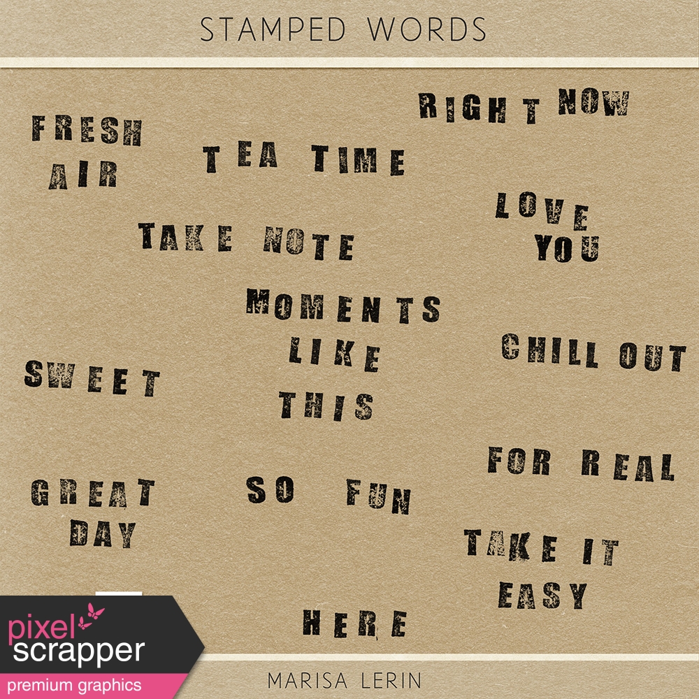 Stamped Words by Marisa Lerin graphics kit