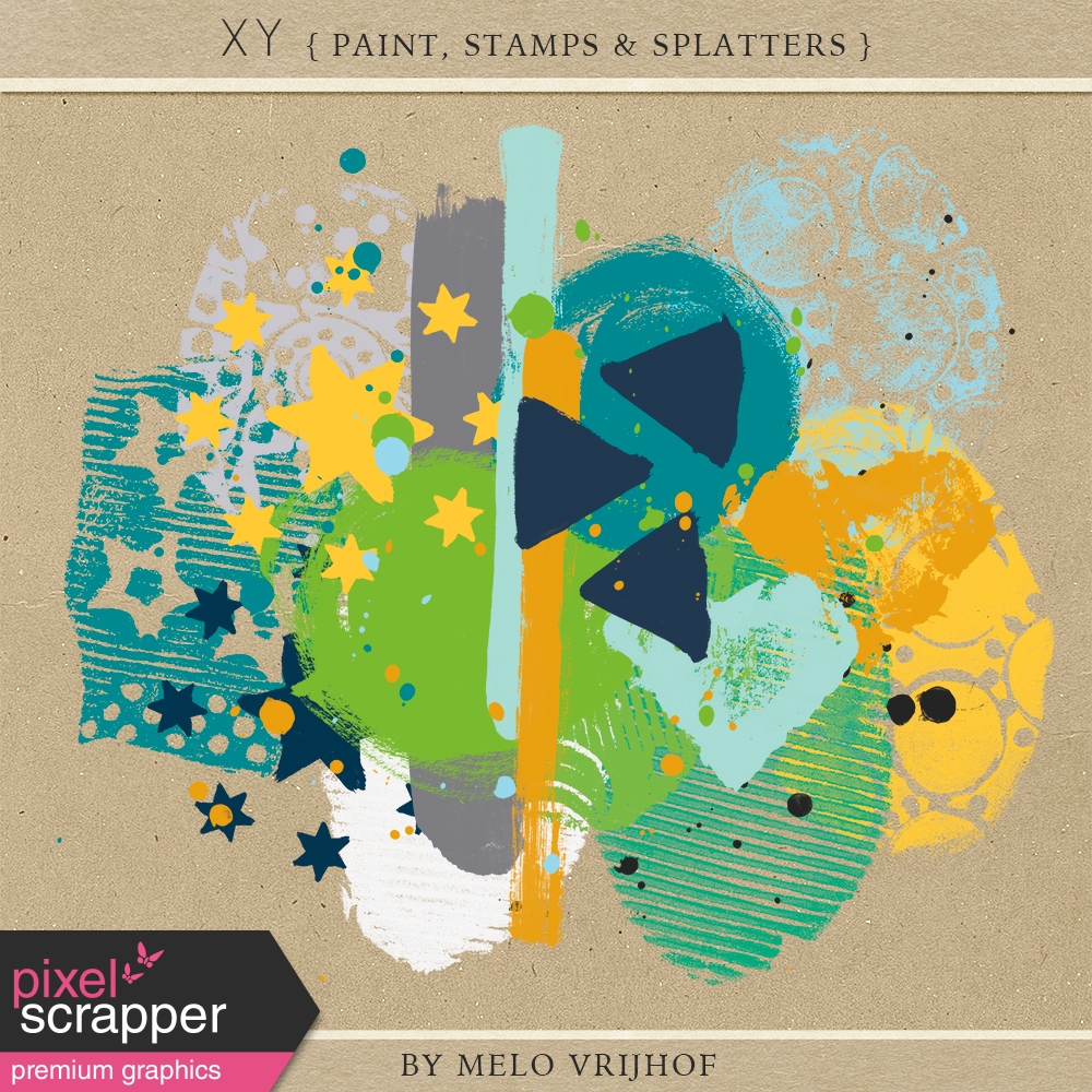 XY Paint, Stamps & Splatter by Melo Vrijhof graphics kit