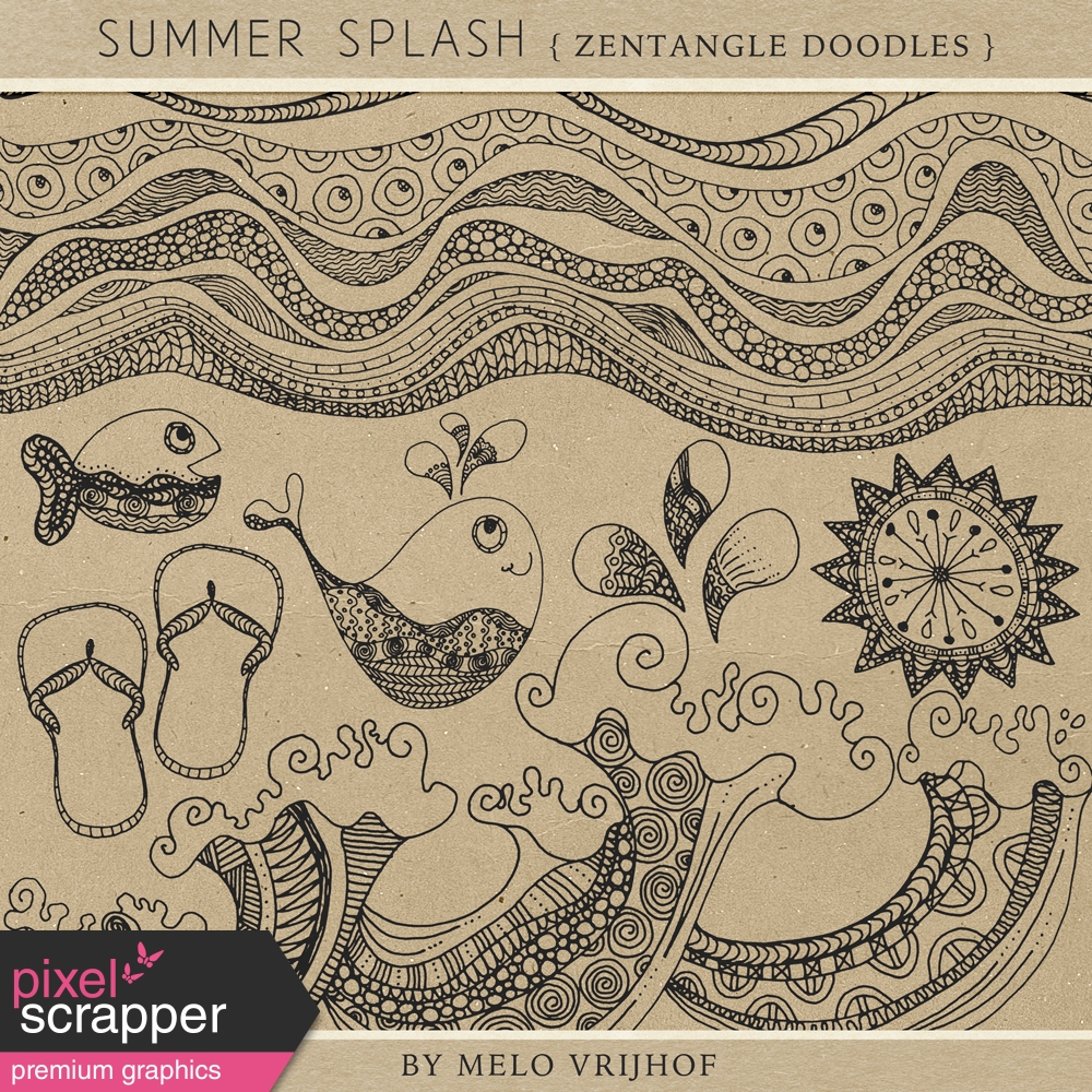 Summer Splash - Zentangle Doodles by Melo Vrijhof graphics kit