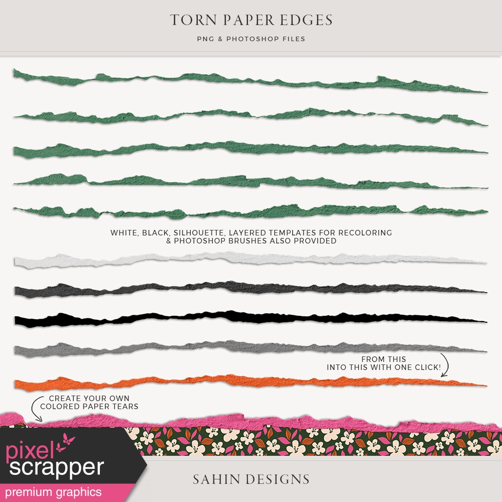 Torn Paper Edges by Elif Şahin graphics kit Digital Scrapbooking