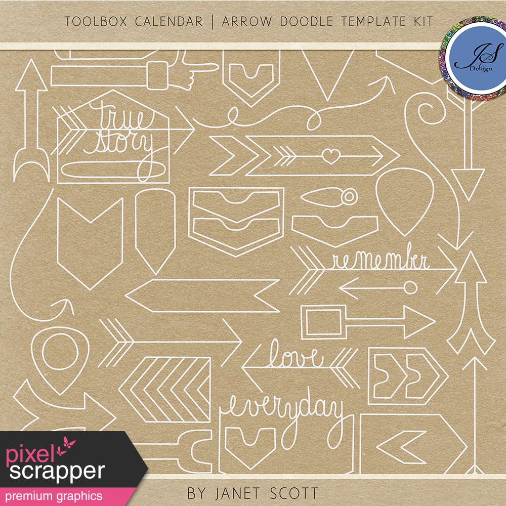 Toolbox Calendar 2 Arrow Doodle Template Kit by Kemp graphics