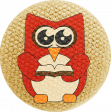 School Fun - Fabric Button - Owl 04