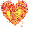 Autumn Leaves in Heart Shape with Word Art