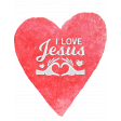 Watercolor Heart I love Jesus Word Art