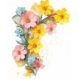 Painted Yellow Pink Turquoise Flowers 