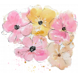 Pink Yellow Paint and Ink Flowers