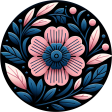 Navy Blue and Pink Wood Flower Brad 2