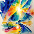 Watercolor Sunrise Background 1