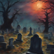 Halloween Graveyard Background Paper