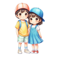 Summer Chibi Girl and Boy Illustration #1