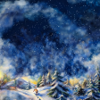 Watercolor Snowy Winter Bunny Scene