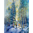 Watercolor Snowy Winter Deer Scene, 9"x12"