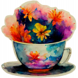 Watercolor Floral Tea Cup Sticker 9