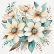 Watercolor white and teal bouquet 