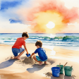 Young Boys on Beach Paper