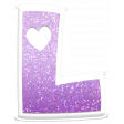 Love Letters Purple Ombre Glitter Cut-Out Puffy Sticker: Uppercase L